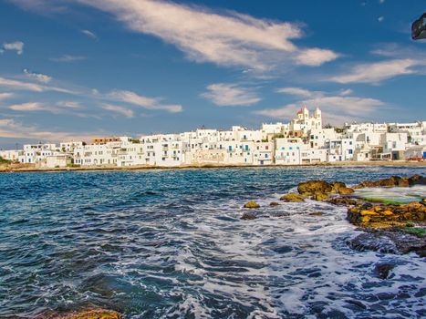 View of the beautiful village of Naousa in paros island, Greece