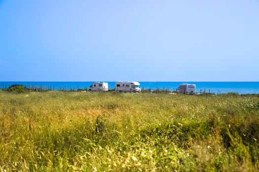 Green Landscape in southern Spain on the beach. Alicante coast.