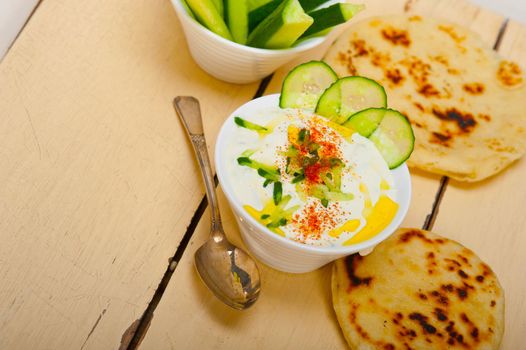 Arab middle east salatit laban wa kh’yar Khyar Bi Laban goat yogurt and cucumber salad 