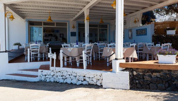 Linosa, Italy - July, 24: View of typical restaurant of Linosa called Errera on July 24, 2021