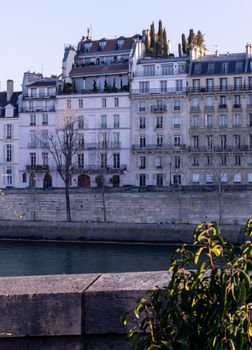 Beautiful historical buildings on the banks of the Seine in Paris, France