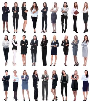 collage of successful modern businesswoman. isolated on white background