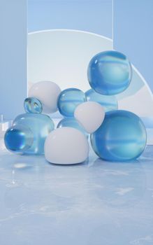 Soft balls, creative geometric background, 3d rendering. Computer digital drawing.