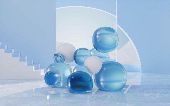 Soft balls, creative geometric background, 3d rendering. Computer digital drawing.