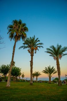 ANTALYA, TURKEY: Beautiful park near Waterfall Duden on an evening summer day in Antalya.