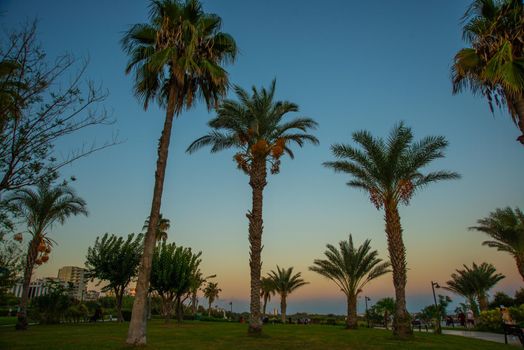 ANTALYA, TURKEY: Beautiful park near Waterfall Duden on an evening summer day in Antalya.