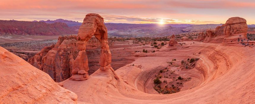 Delicate Arch at Arches National Park in Moab, Utah USA at sunset