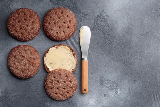 Ruisleipa - traditional Finnish rye bread on a gray concrete background