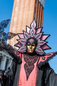 VENICE, ITALY - Febrary 22 2020: The masks of the Venice carnival 2020