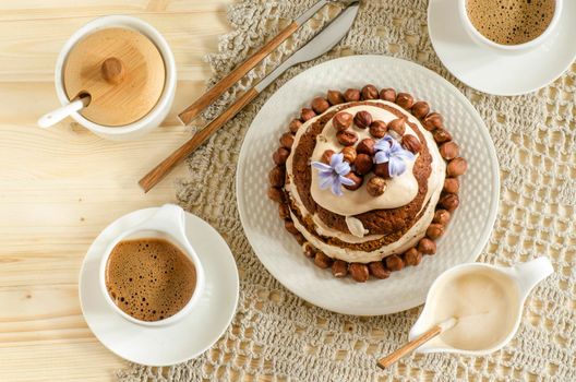 White chocolate cake with hazelnuts and mascarpone cream From series Italian Desserts