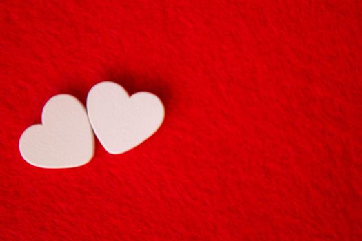 Hearts on a red background. Valentine's Day. Selective focus. Valentine.