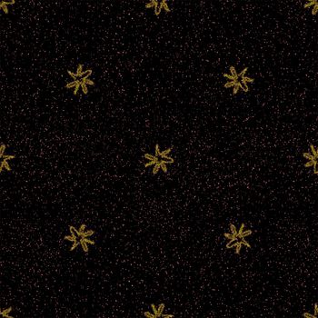Hand Drawn Snowflakes Christmas Seamless Pattern. Subtle Flying Snow Flakes on chalk snowflakes Background. Appealing chalk handdrawn snow overlay. Exceptional holiday season decoration.