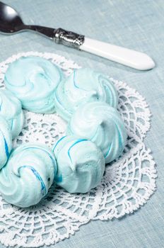 Azure homemade meringue cookies From series Christmas and New Year