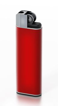 Generic red lighter isolated on white background. 3D illustration.