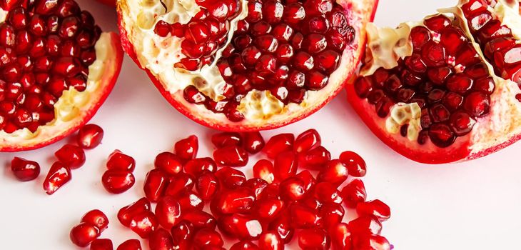 pomegranate on white background. selective focus.food