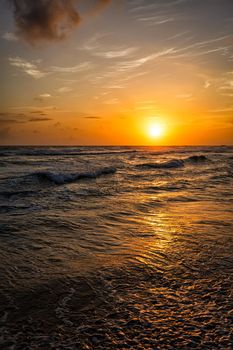 Ocean sunset in Hikkaduwa, Sri Lanka