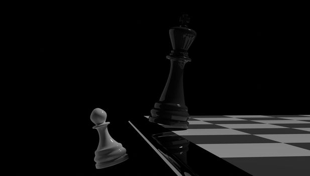 black and white chess battle,Chess victory,chess concept,3d rendering
