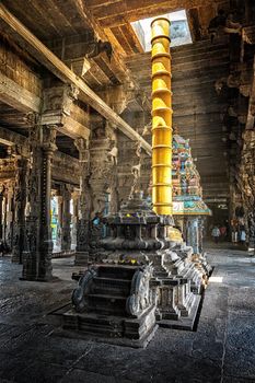 Inside Hindu temple - Ekambareswarar Temple dedicated to Shiva, Kanchipuram, Tamil Nadu, India