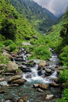 Bagsu Nag Waterfall in Himalayas. McLeod Ganj, Himachal Pradesh, India