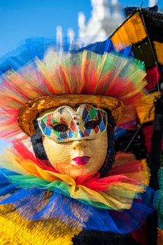 VENICE, ITALY - Febrary 22 2020: The masks of the Venice carnival 2020