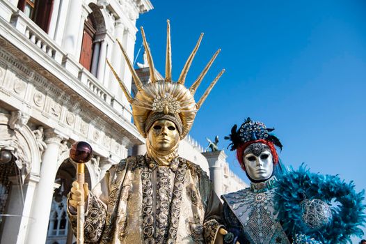 VENICE, ITALY - Febrary 22 2020: The masks of the Venice carnival 2020