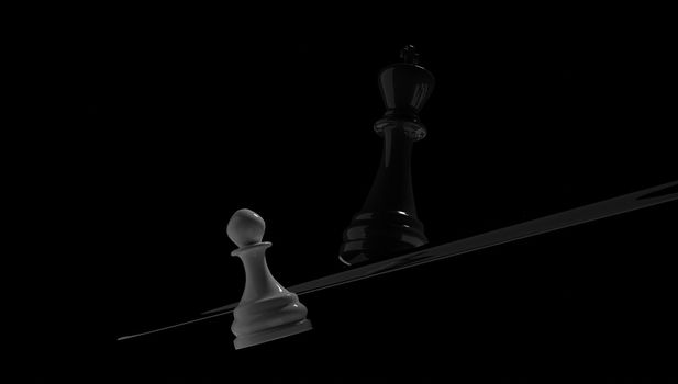 black and white chess battle,Chess victory,chess concept,3d rendering