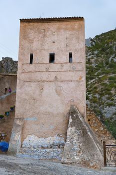 A Tower in Blue Chefchaouen City, Morocco