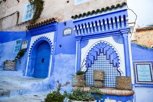 A Street in Blue Chefchaouen City, Morocco