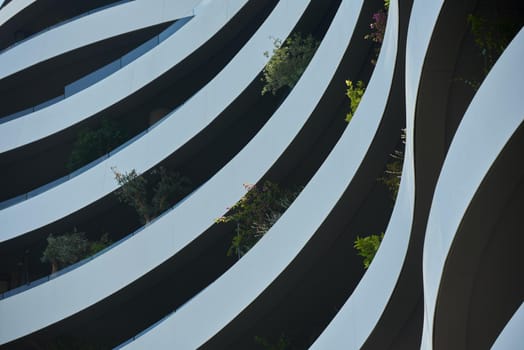 Abstract image of modern wavy lines building architecture.