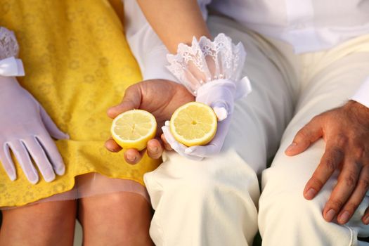 Lemon on hands