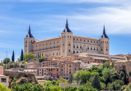 View of the Alcazar in Toledo, Spain.