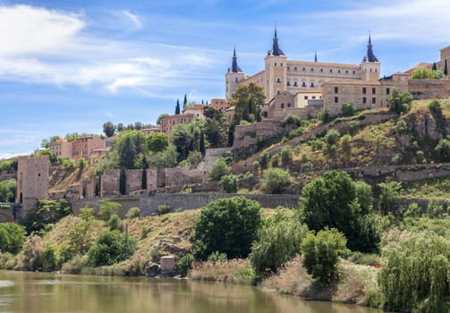 View of the Alcazar in Toledo, Spain.