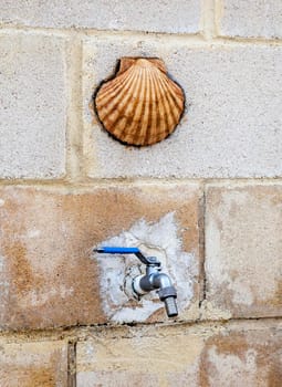 Tap for drinking water on Camino de Santiago, piligrimage route