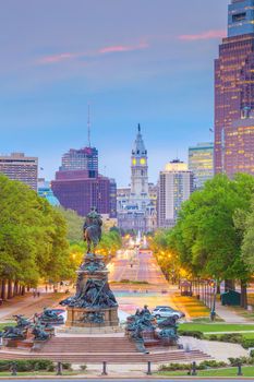 Cityscape of downtown skyline Philadelphia in Pennsylvania, USA 