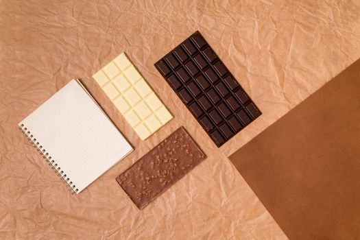 top view chocolate bars