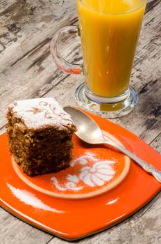 Pumpkin cake decorated with pattern. From the series "Pumpkin cake"