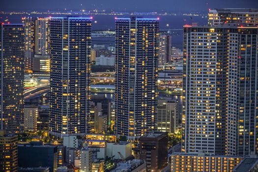 Night view of Tokyo from Carretta Shiodome. Shooting Location: Tokyo metropolitan area