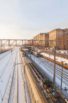 MOSCOW, RUSSIA - January 01, 2010. Upper view on Studencheskaya subway station of Moscow underground before renovation.