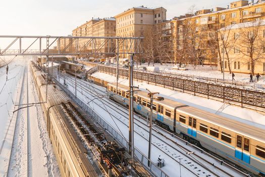 MOSCOW, RUSSIA - January 01, 2010. Upper view on Studencheskaya subway station of Moscow underground before renovation.