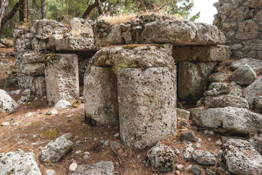 Ruins of ancient Phaselis city. Famous architectural landmark, Turkey.