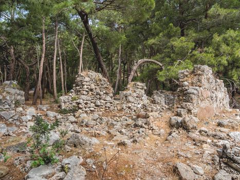 Ruins of ancient Phaselis city. Famous architectural landmark, Turkey.