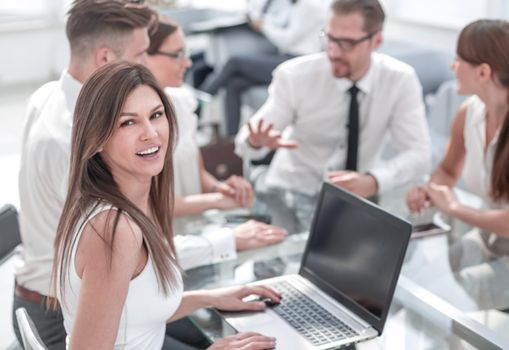 Bank employees hold a workshop.business concept