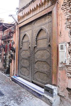 Door of a Building in Marrakech City, Morocco