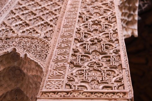 Details in Saadiens Tombs in Marrakech City in Morocco