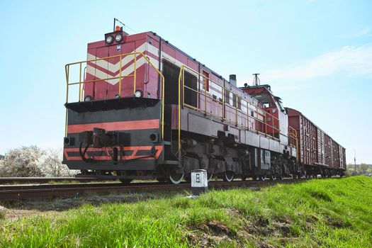 Industrial railway train wheel technology close up perspective concept background. Old railroad.