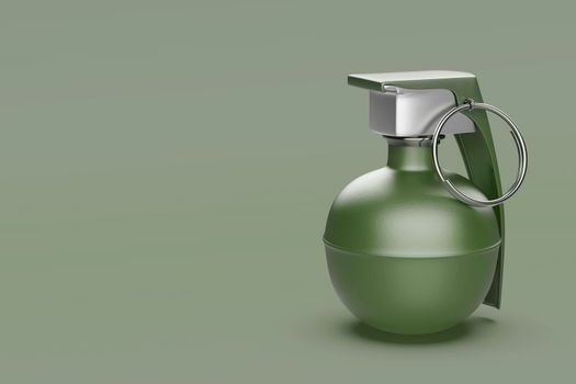 Hand grenade on green background