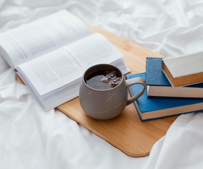 high angle arrangement with books