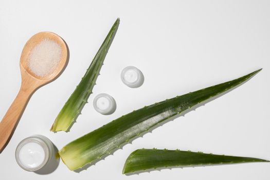 top view aloe vera beauty concept