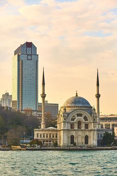 Dolmabahce Mosque on the banks of the Bosphorus, Istanbul, Turkey