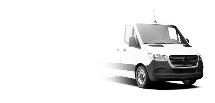 White generic unbranded van fades into the background: 3D illustration